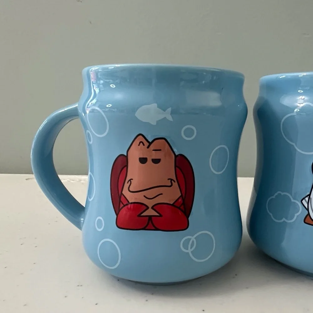 Lot of 2‎ Disney The Little Mermaid theme coffee tea mugs double sided Scuttle